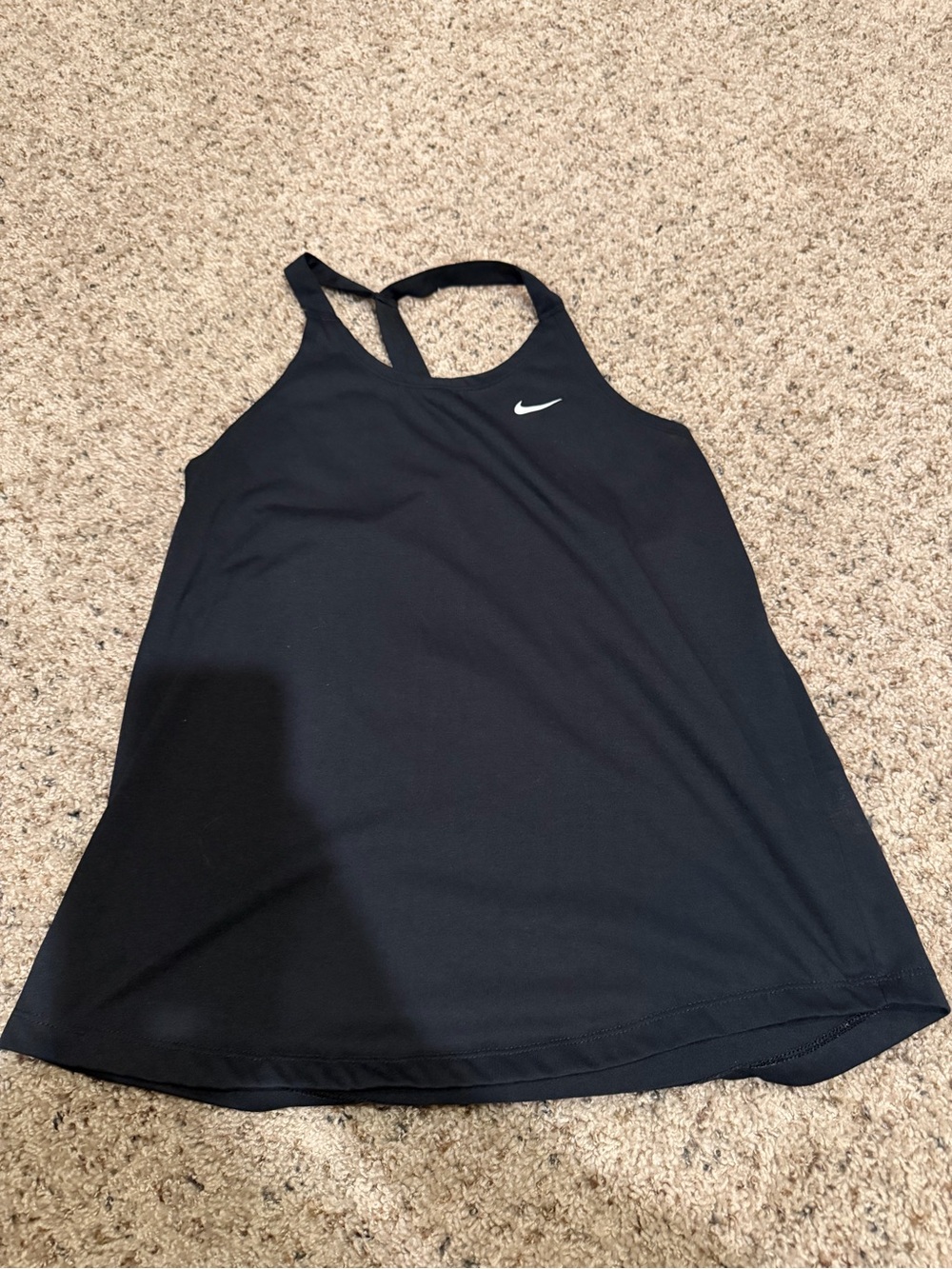 Nike Black Racerback Athletic Tank with White Swoosh